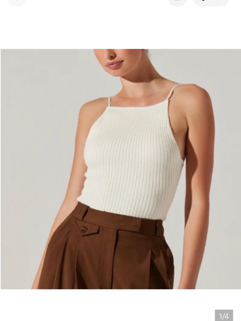 ASTR The Label Ribbed Knit Halter Tank Top in Cream size M